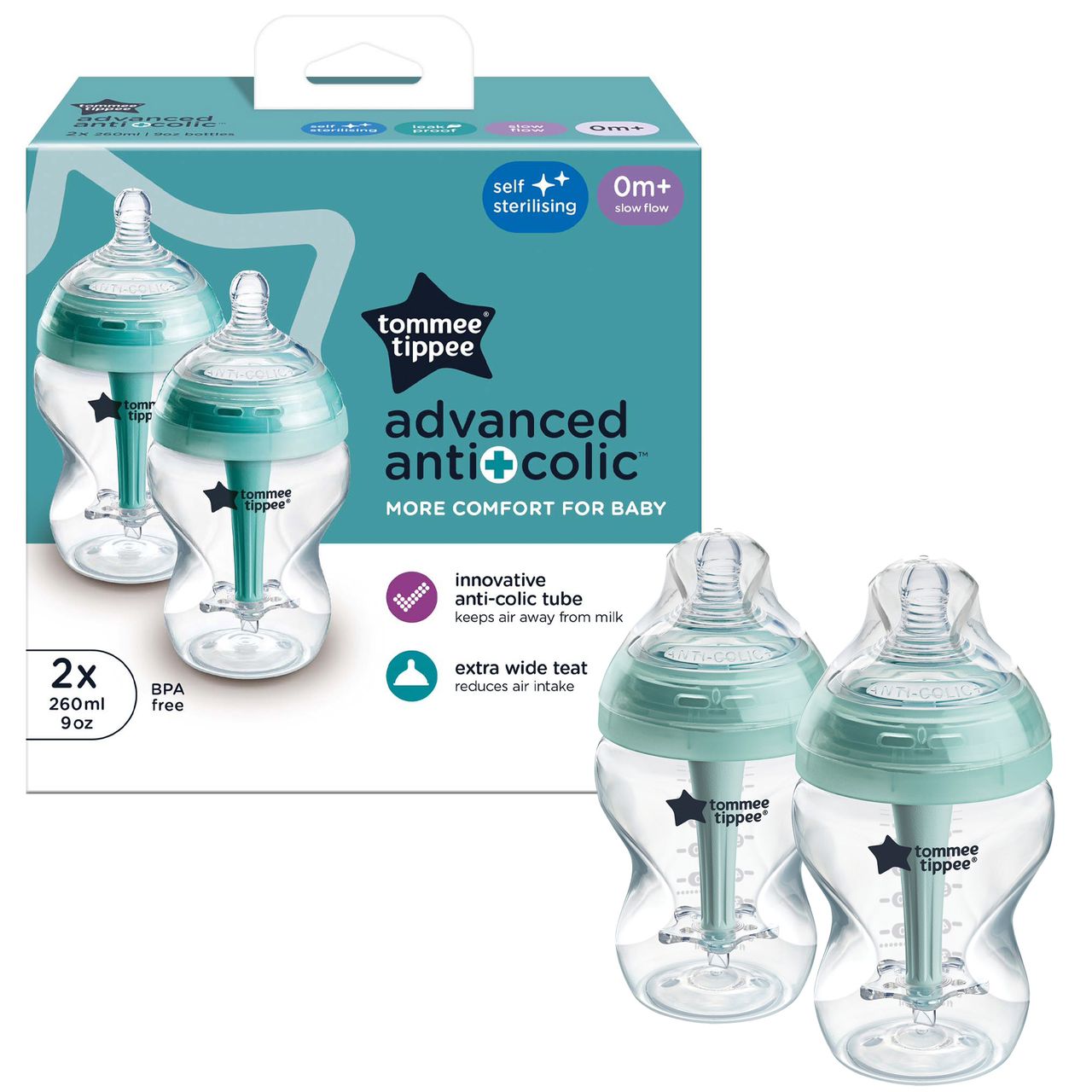 Tommee Tippee Advanced Anti-Colic 260ml Bottle 2pack