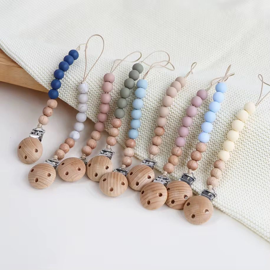 Wooden Silicone Pacifier Clip