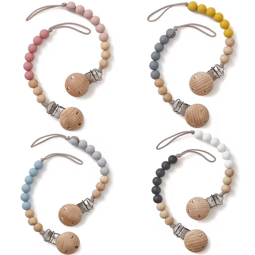 Wooden Silicone Pacifier Clip