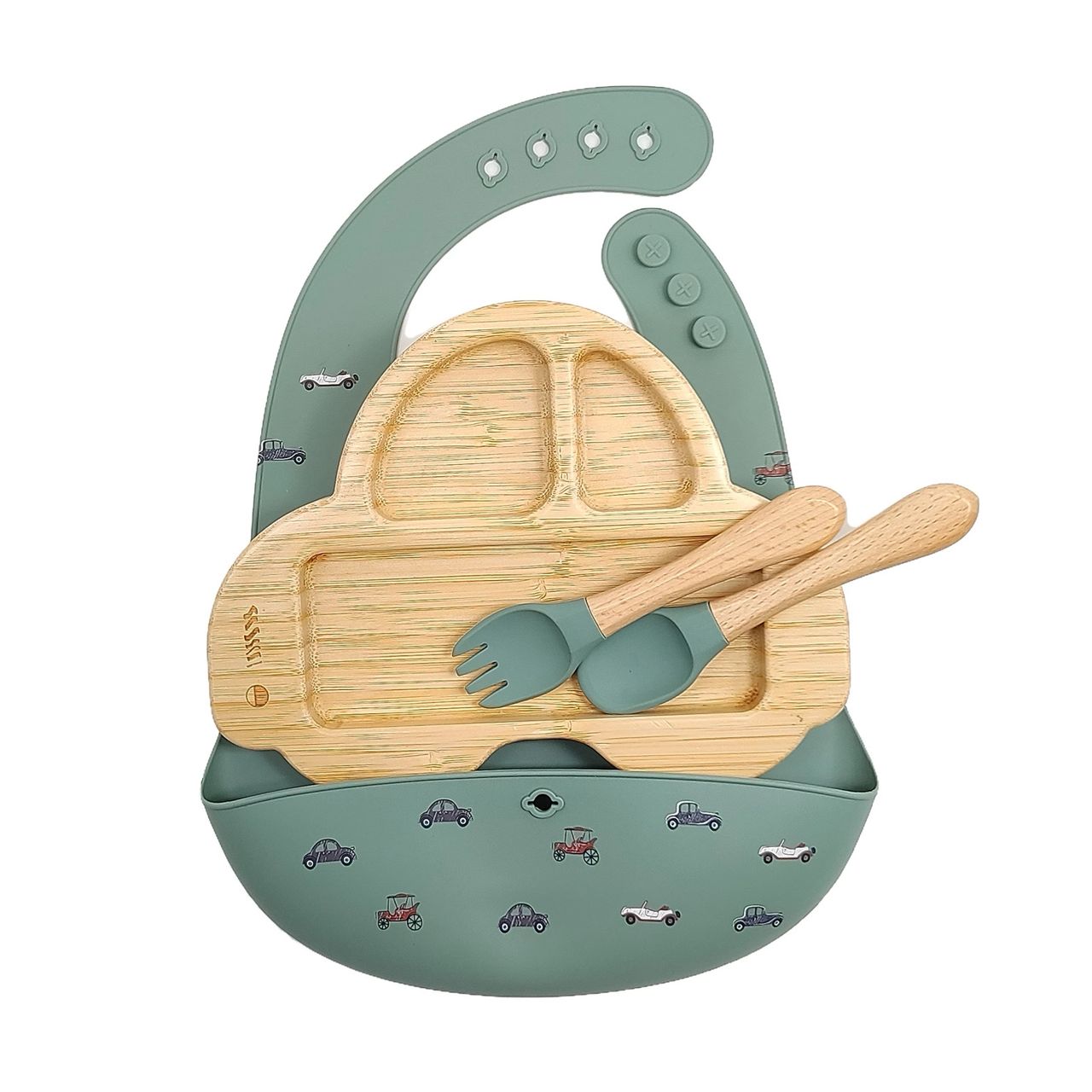 Bamboo Silicone Feeding Set
